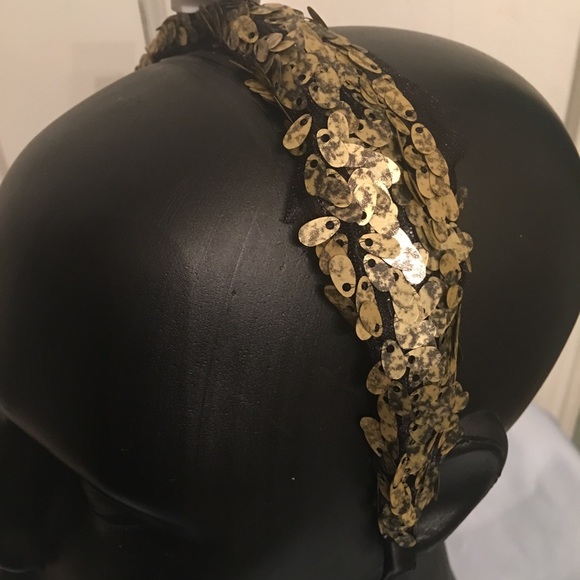 Macy's Style&Co Black And Gold Sequin Headband - Picture 3 of 5